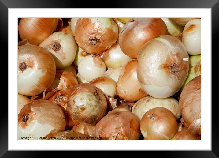 Fresh Onions in an Istanbul market Framed Mounted Print by Gordon Dixon