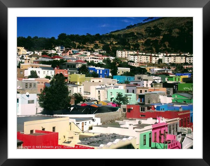 Bo--Kaap colours, Cape Town,S.Africa Framed Mounted Print by Nick Edwards