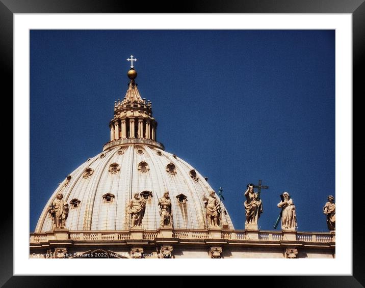 Vatican City Rome,St.Peter’s Basilica Dome Framed Mounted Print by Nick Edwards