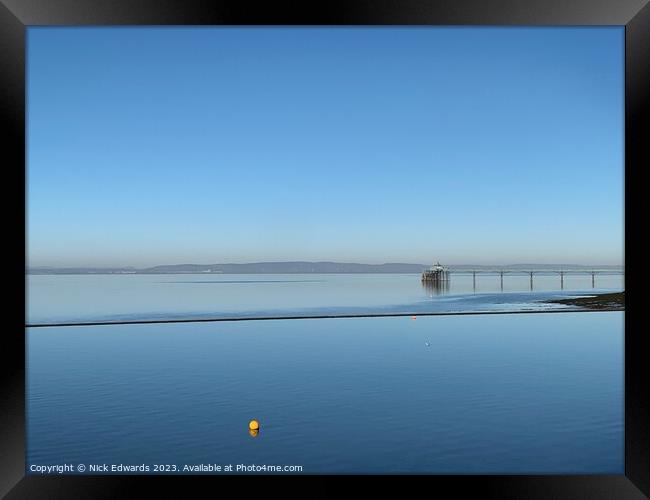 Clevedon Marine Lake and Pier Framed Print by Nick Edwards