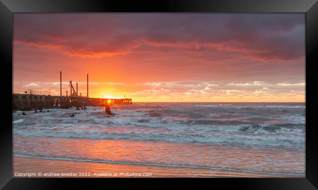 Walberswick warm sunrise  Framed Print by andrew loveday