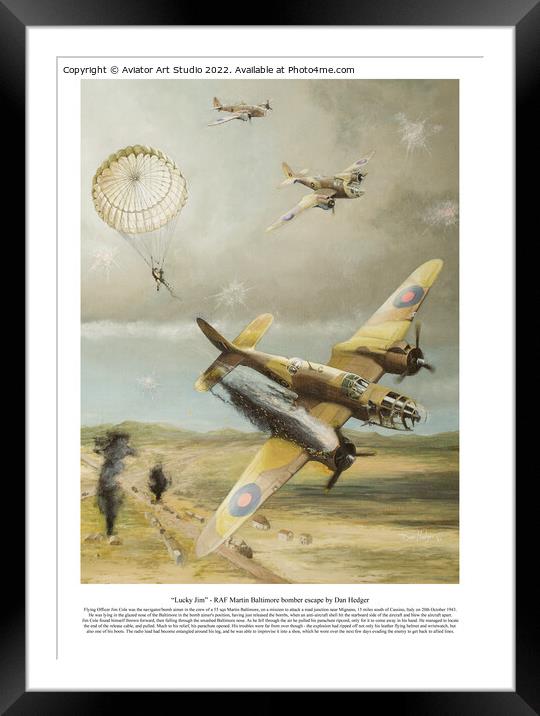 “Lucky Jim” - RAF Martin Baltimore bomber escape by Dan Hedger Framed Mounted Print by Aviator Art Studio