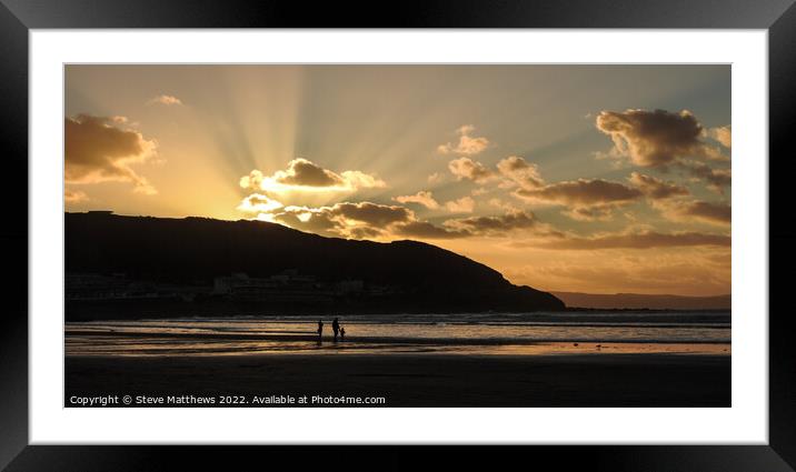 Westward Ho! Beach Sunset Framed Mounted Print by Steve Matthews