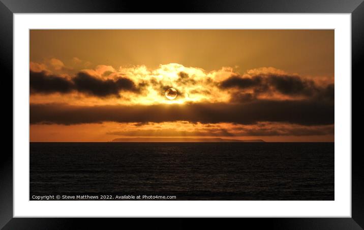 Lundy Island Sunset Framed Mounted Print by Steve Matthews