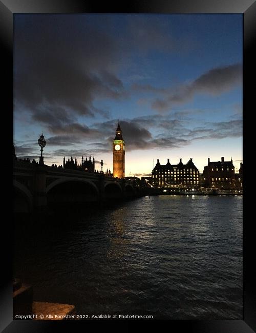 Big Ben at Night. Framed Print by Alix Forestier