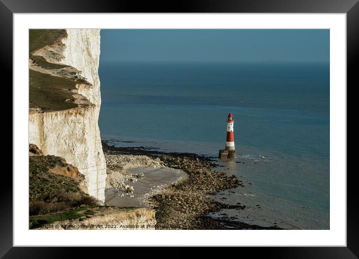 Lighthouse with white cliffs Framed Mounted Print by Eszter Imrene Virt