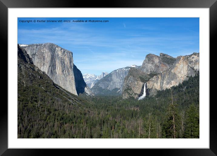 The famous view of Yosemite National Park in California Framed Mounted Print by Eszter Imrene Virt