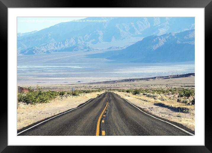 Empty road to the mountains in the United States Framed Mounted Print by Eszter Imrene Virt