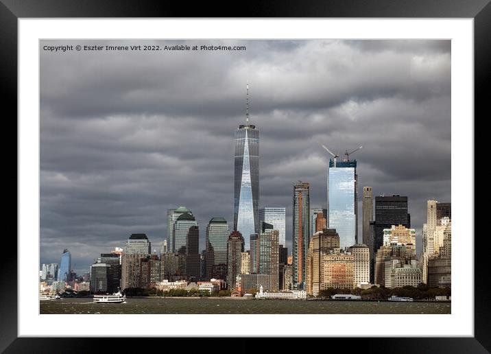 Skyline of Manhattan Framed Mounted Print by Eszter Imrene Virt