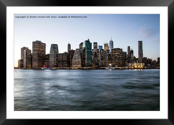 Long exposure picture of the skyline of New York Framed Mounted Print by Eszter Imrene Virt
