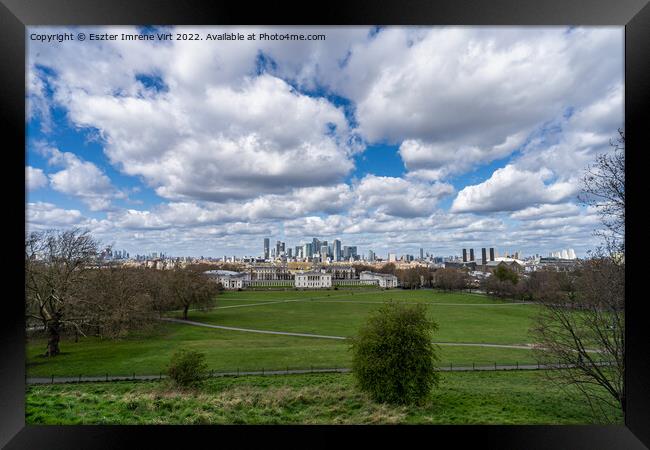 The skyline of London from Greenwich Park Framed Print by Eszter Imrene Virt