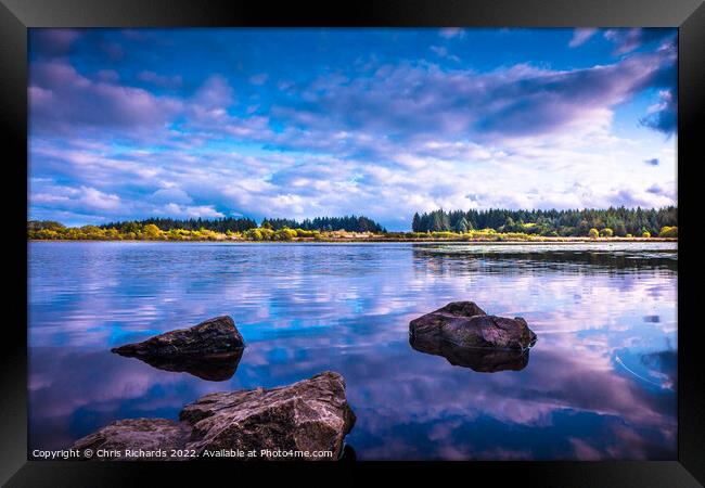 Dusk at Llyn Llech Owain Framed Print by Chris Richards