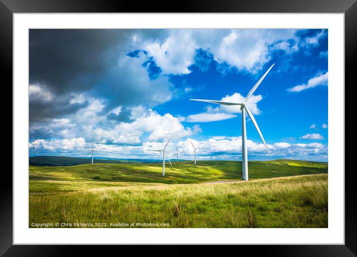 Mynydd Y Betws Wind Farm Framed Mounted Print by Chris Richards