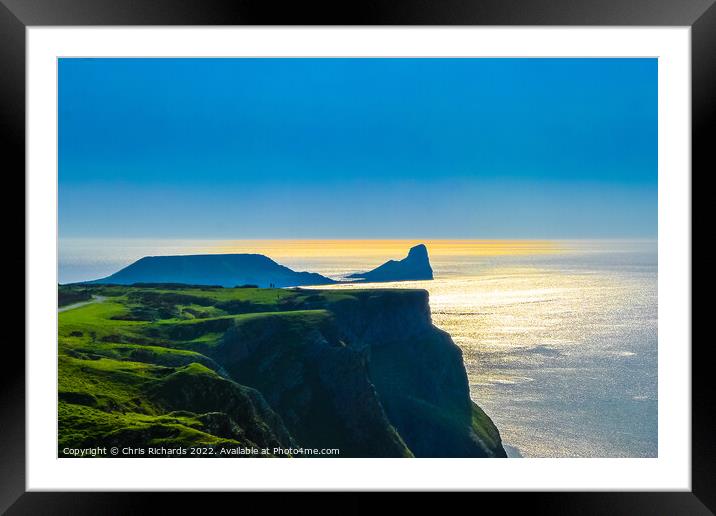 Worm's Head Rhossili Framed Mounted Print by Chris Richards