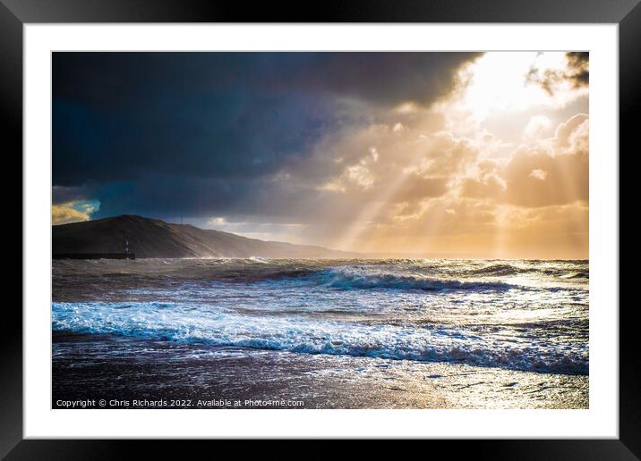 Dramatic Skies at Aberystwyth Framed Mounted Print by Chris Richards