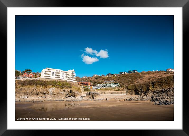 Langland Beach Framed Mounted Print by Chris Richards