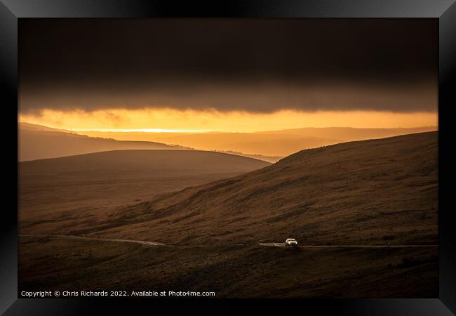 Home Across The Black Mountain Pass, Brecon Beacons Framed Print by Chris Richards
