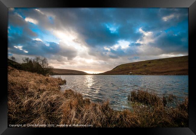 Fading Light at Upper Lliw Reservoir Framed Print by Chris Richards