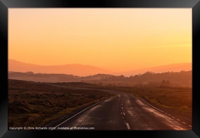 Sunset on the A4059, Brecon Beacons Framed Print by Chris Richards