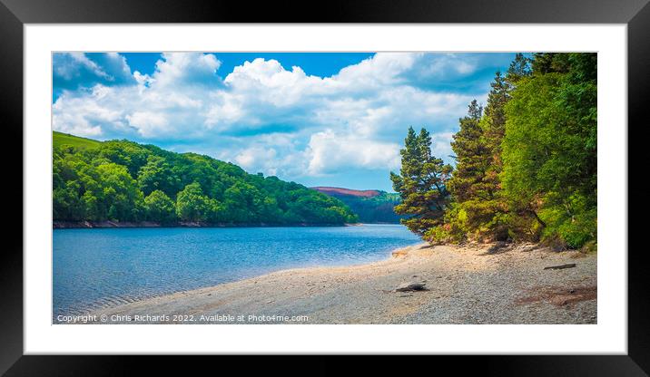 Llyn Brianne Shore in Summer Framed Mounted Print by Chris Richards