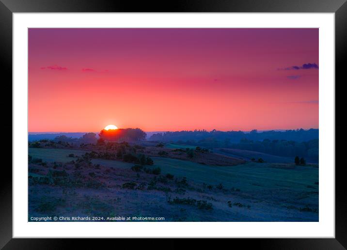 Sunset Over Friends Clump, Ashdown Forest Framed Mounted Print by Chris Richards