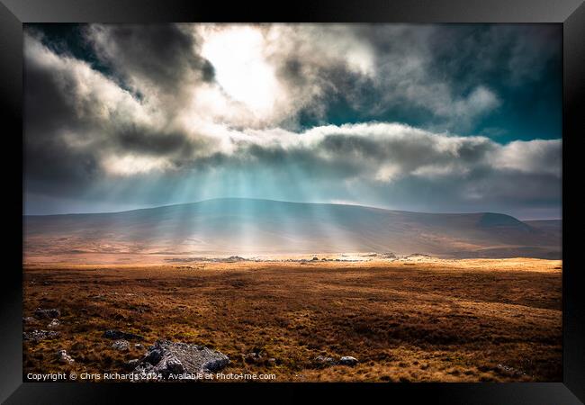 Dramatic Winter Light Over the Brecon Beacons Framed Print by Chris Richards