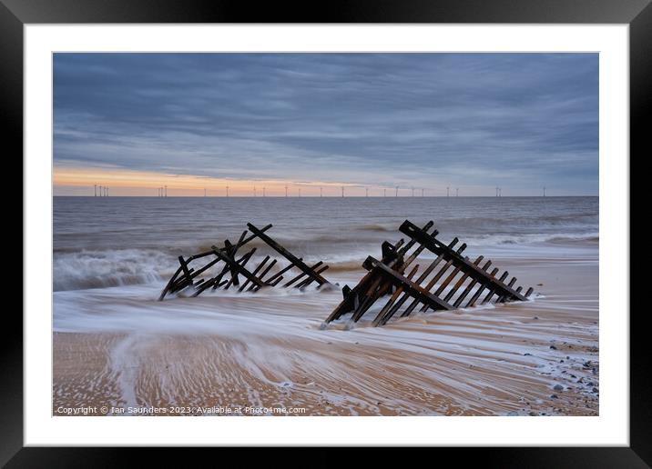 Caister Groynes Framed Mounted Print by Ian Saunders