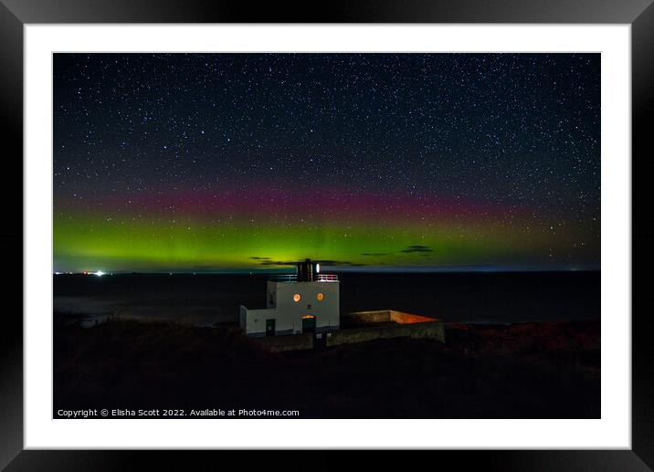 Northern Lights That Shocked The Lighthouse  Framed Mounted Print by Elisha Scott