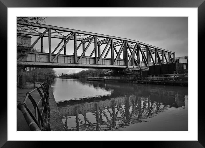 Barton Aqueduct swing bridge, Framed Mounted Print by Liam Ferris