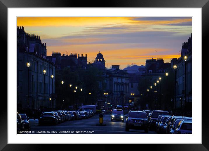 Great Pulteney Street in dusk sunset Framed Mounted Print by Rowena Ko