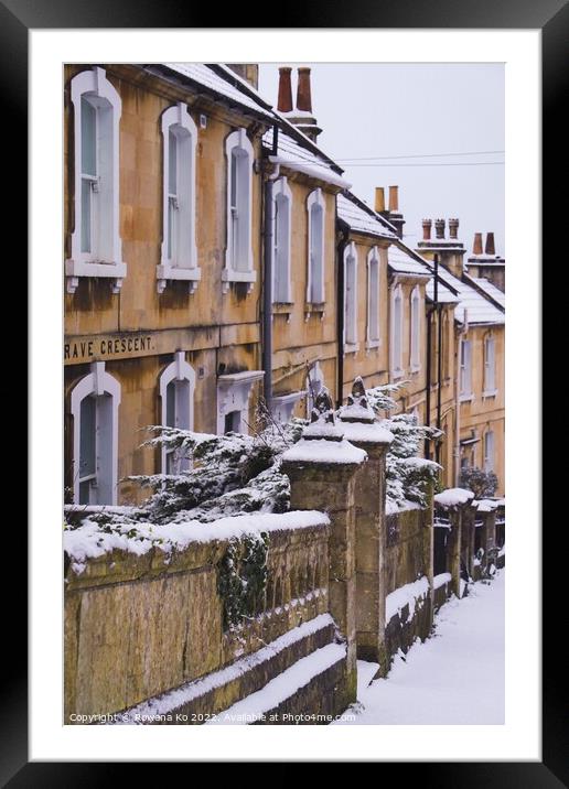 Belgrave Crescent in Snow Framed Mounted Print by Rowena Ko