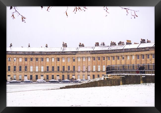 Royal Crescent in snow Framed Print by Rowena Ko