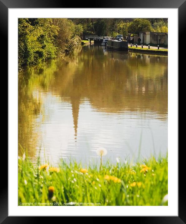 Reflection on Kennet & Avon Canal in Spring  Framed Mounted Print by Rowena Ko