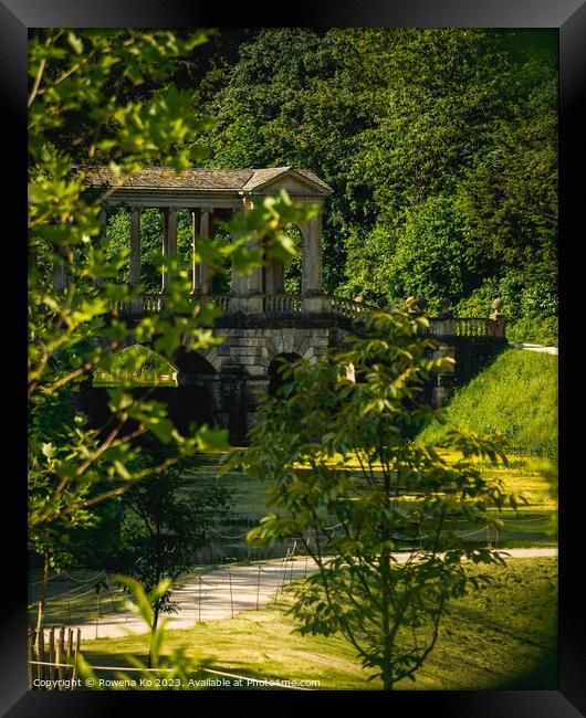 Tranquil Palladian Bridge in summer Framed Print by Rowena Ko