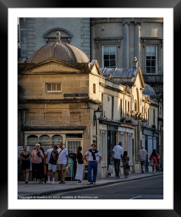 Summer evening view of Pulteney Bridge, Bath Framed Mounted Print by Rowena Ko