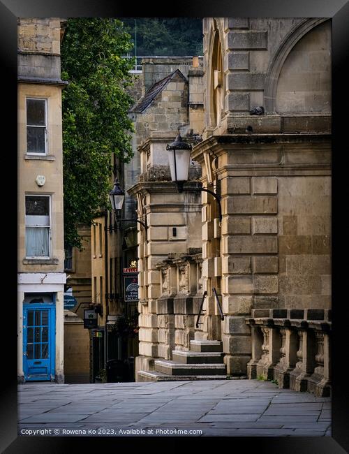 A Peeking view of Abbey Street in Bath Framed Print by Rowena Ko