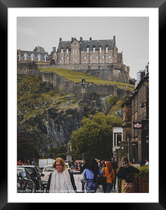 Commanding Edinburgh Castle Panorama Framed Mounted Print by Rowena Ko
