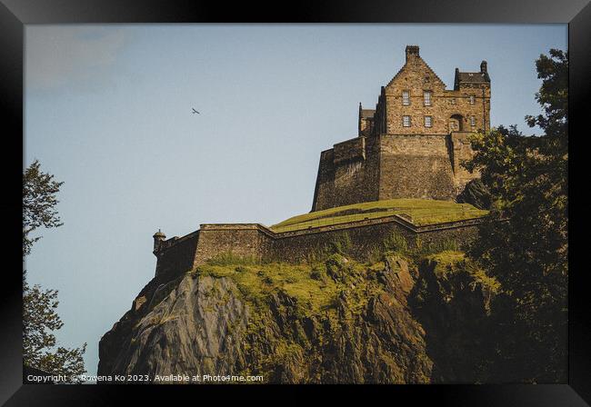 Edinburgh Castle Rising from Castle hill  Framed Print by Rowena Ko