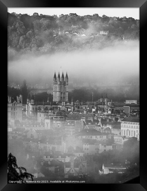 Bath Abbey Veiled in Morning Mist Framed Print by Rowena Ko