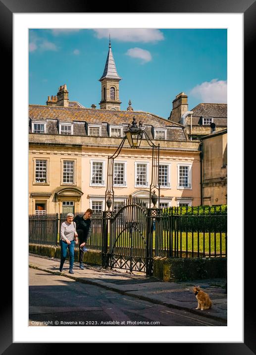 Meeting a kitten at Beauford Square Bath  Framed Mounted Print by Rowena Ko