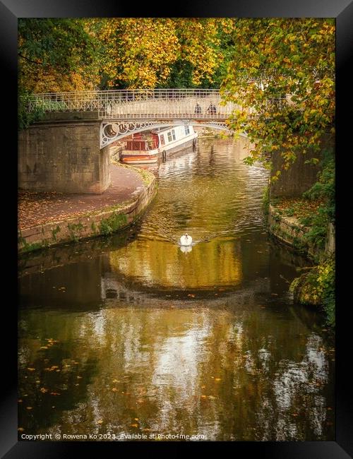 Golden Autumn in Bath along the Kennet & Avon Canal Framed Print by Rowena Ko
