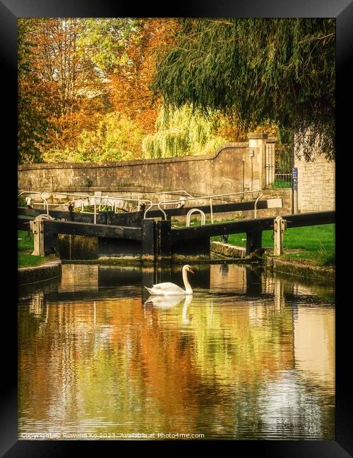 Golden Autumn in Bath along the Kennet & Avon Canal Framed Print by Rowena Ko