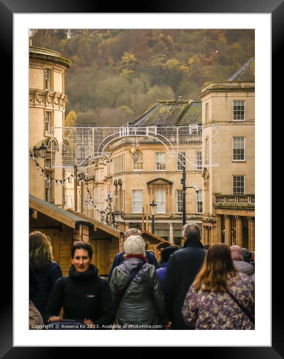 Christmas Market on Union Street in cotswold city Bath Framed Mounted Print by Rowena Ko