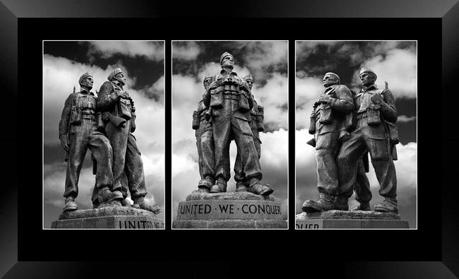 Commando Memorial Triptych (Black) Framed Print by Dave Urwin