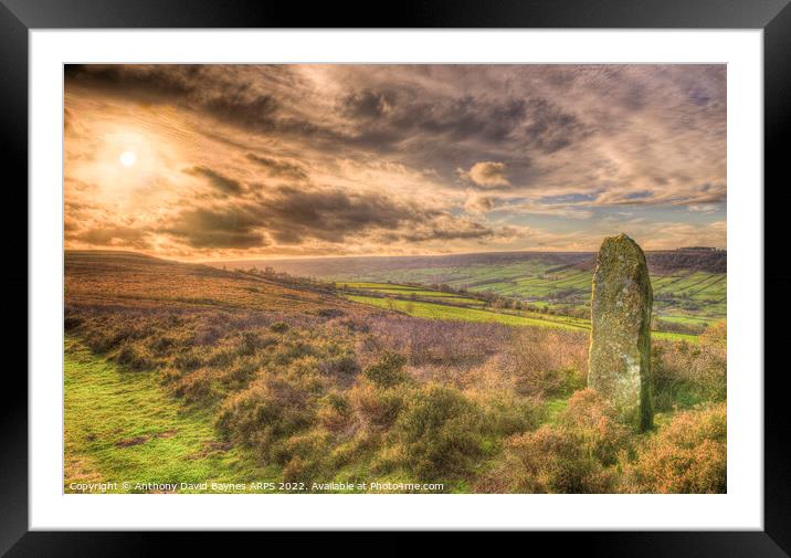 Standing Stone between, Glaisdale and Fryup Dale, North York Moors National Park.. Framed Mounted Print by Anthony David Baynes ARPS