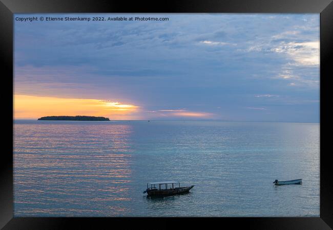 Mnemba Island Sunrise Framed Print by Etienne Steenkamp