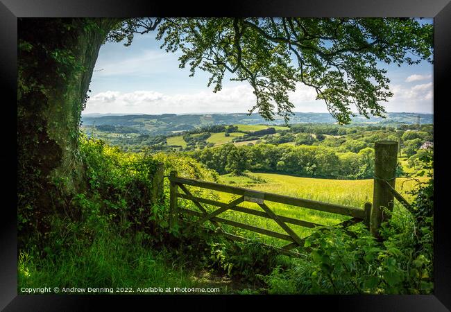 Devon Countryside View Framed Print by Andrew Denning