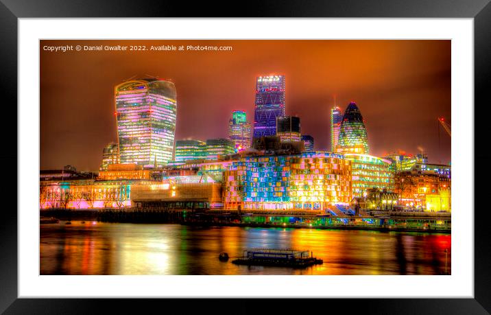 Super HDR - City of London at Night Framed Mounted Print by Daniel Gwalter