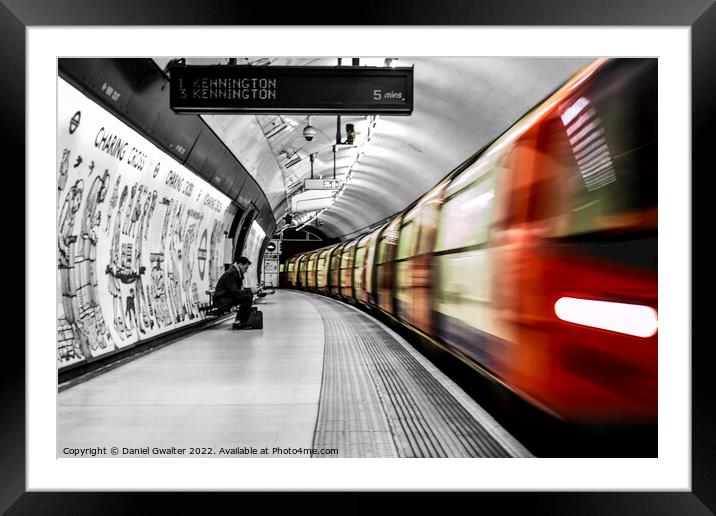 London Tube in Motion Framed Mounted Print by Daniel Gwalter