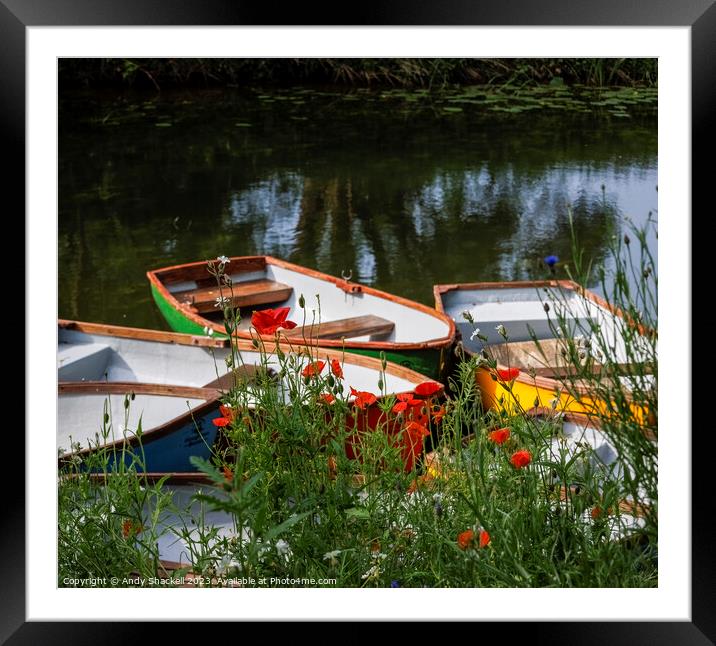 poppies and boats Framed Mounted Print by Andy Shackell